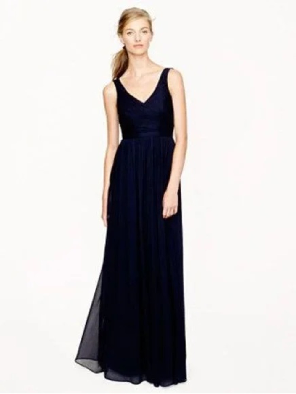 J. Crew Heidi silk chiffon V-Neck Sleeveless Maxi Dress prom gala gown